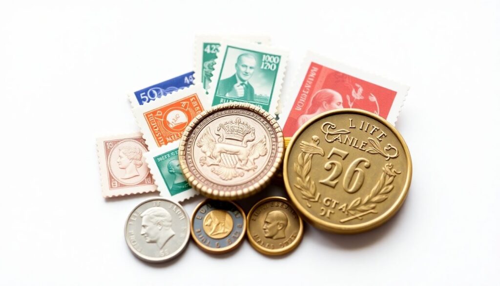 Инвестиции в предметы коллекционирования (марки, монеты). - иллюстрация