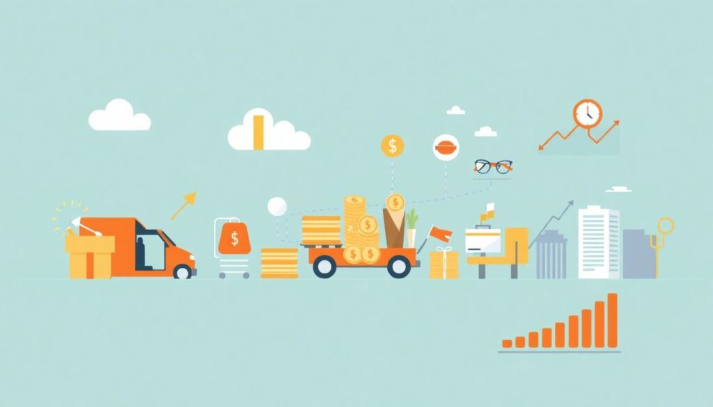 Инвестиции в акции компаний, занимающихся доставкой еды. - иллюстрация