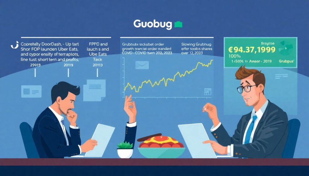 Инвестиции в акции компаний, занимающихся доставкой еды. - иллюстрация