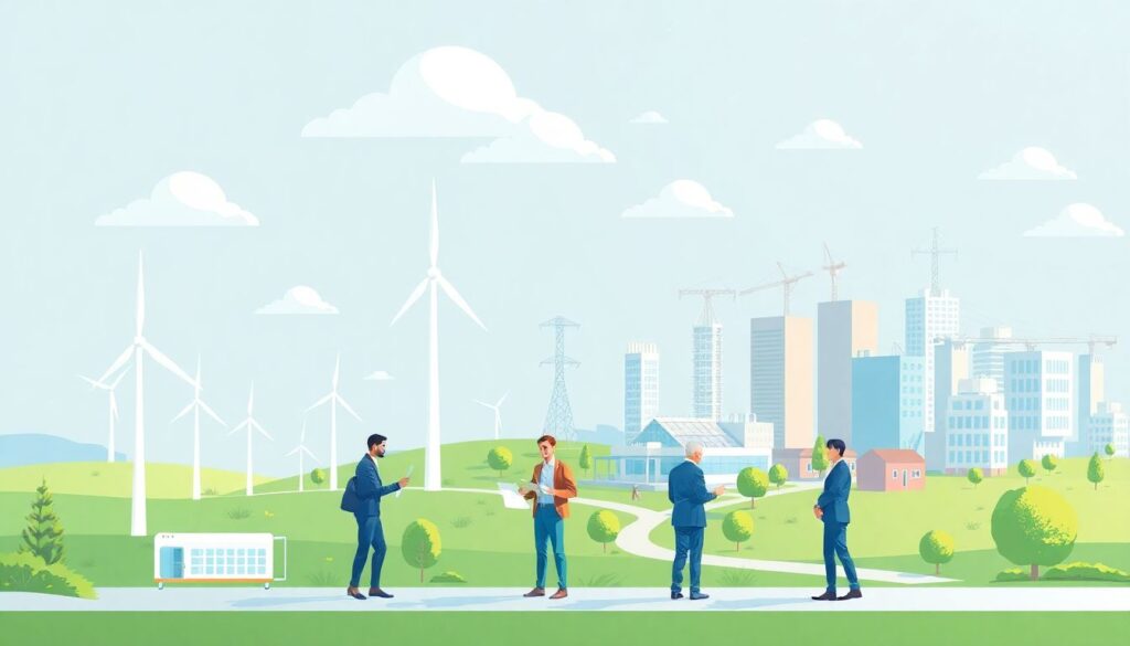 Инвестиции в акции компаний, занимающихся альтернативной энергетикой. - иллюстрация