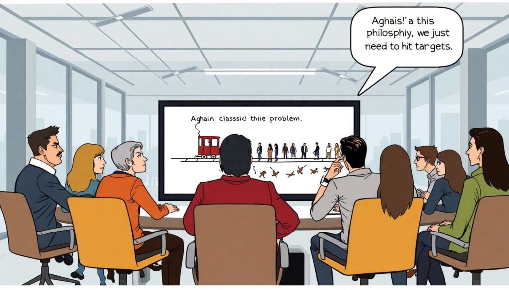 Что такое проблема вагонетки в корпоративной этике. - иллюстрация